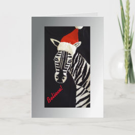 Tro! Jul Zebra med Red Santa Hat Helgkort