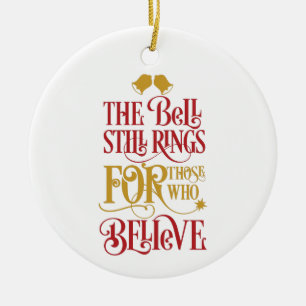 tro  Julen Bell still Ringar Julgransprydnad Keramik