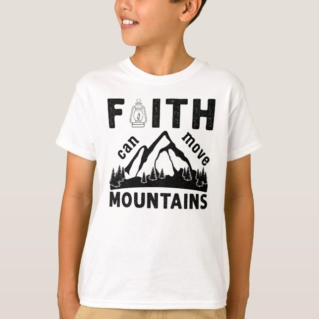 Tro Kan Flytta Berg Bibelvers T Shirt (Framsida)