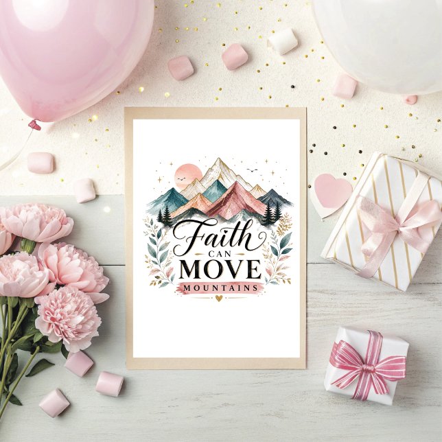 Tro Kan Flytta Berg Julkort Kort (Faith Can Move Mountains Greeting Card. )