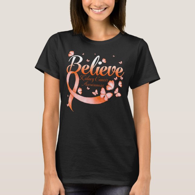 Tro KIDNEY CANCER Butterfly T Shirt (Framsida)