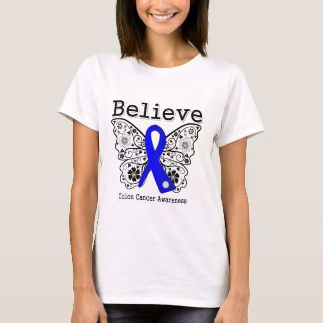 Tro - koloncancerfjärilen tee shirt (Framsida)