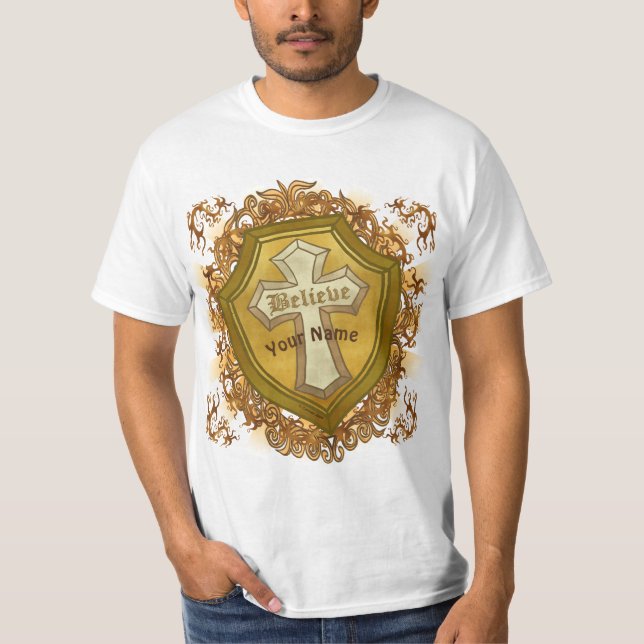 Tro Kristna Kors T Shirt (Framsida)