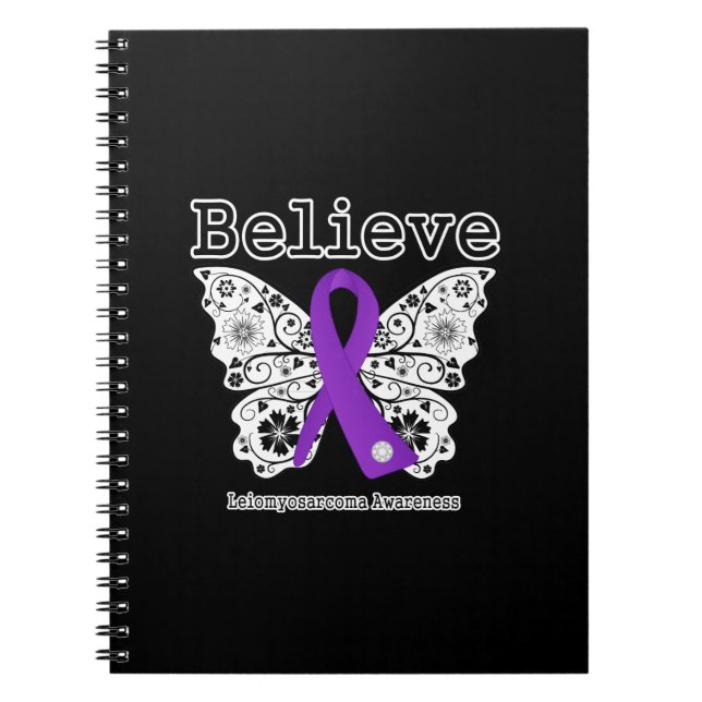 Tro - Leiomyosarcoma Cancer Butterfly Anteckningsbok (Framsidan)