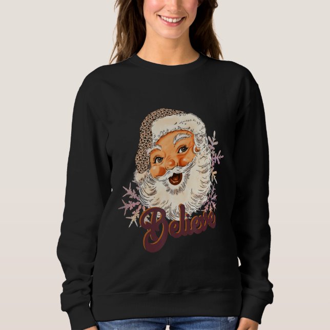 Tro Leopard Santa Retro Santa Vintage T Shirt (Framsida)