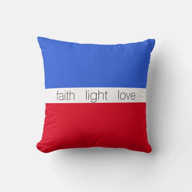 Tro Light Love på Blå, Röd & Vit Kudde (Framsida)