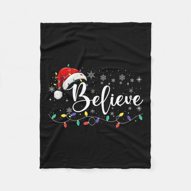 Tro Ljus Red Santa Hat Julafton-familjen Fleecefilt (Framsidan)