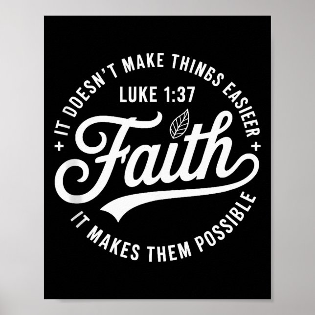 Tro Luke 1 37 Bibelvers Kristet Religiöst Qu Poster (Framsidan)
