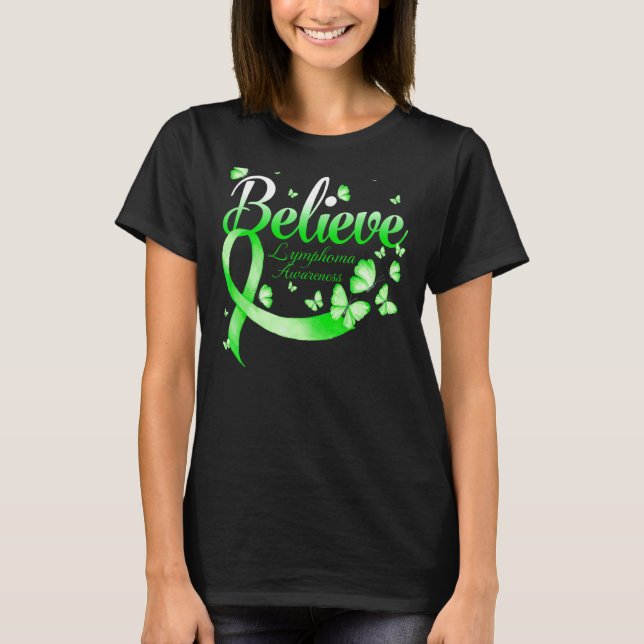 Tro Lymphoma Awareness Butterfly T Shirt (Framsida)