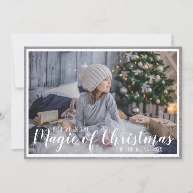 Tro Magi Jul Silver/Blå Högtid Foto Julkort (Framsida)