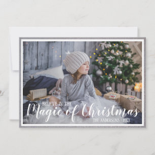 Tro Magi Jul Silver/Blå Högtid Foto Julkort
