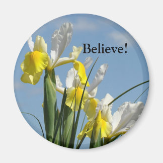 Tro! magnet Gul Vit Iris Blommor