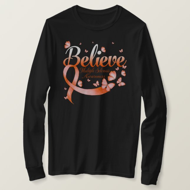 Tro MÅNGA SCLEROSIS Butterfly T Shirt (Design framsida)