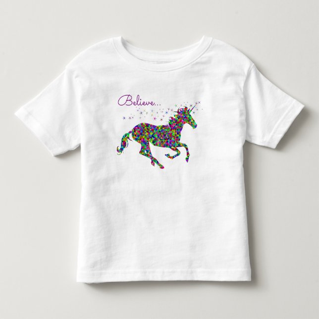 Tro med den färgrika UnicornsmåbarnT-tröja T-shirt (Framsida)