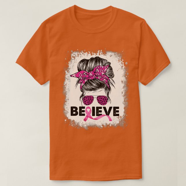 Tro Messy Bun Breast Cancer Awareness Rosa Rib T Shirt (Design framsida)