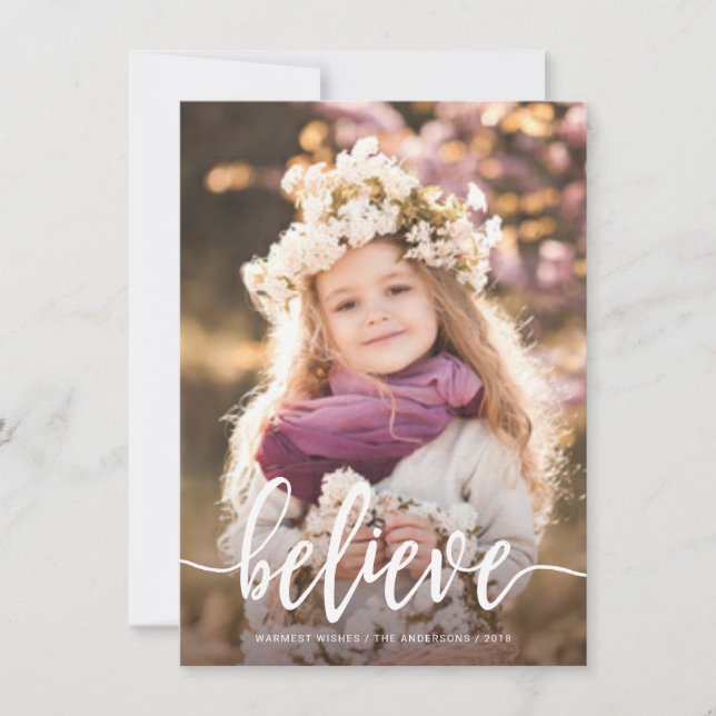 Tro Modern handskriven julfoto Julkort (Framsida)