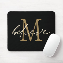 Tro Motivational Black Guld Initial Monogram Musmatta