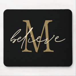 Tro Motivational Black Guld Initial Monogram Musmatta