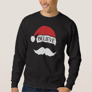 Tro Mustache Santa Hat Cap-familjens julfest Lång Ärmad Tröja