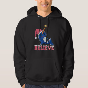 Tro Narwhval jul Snö Fairy Ljus Hoodie