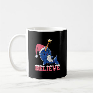 Tro Narwhval jul Snö Fairy Ljus Kaffemugg