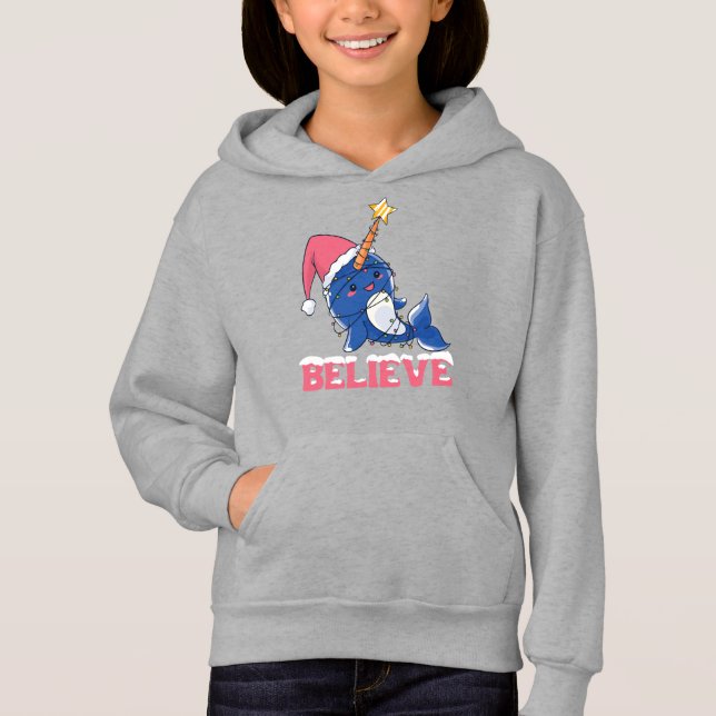Tro Narwhval jul Snö Fairy Ljus T Shirt (Framsida)