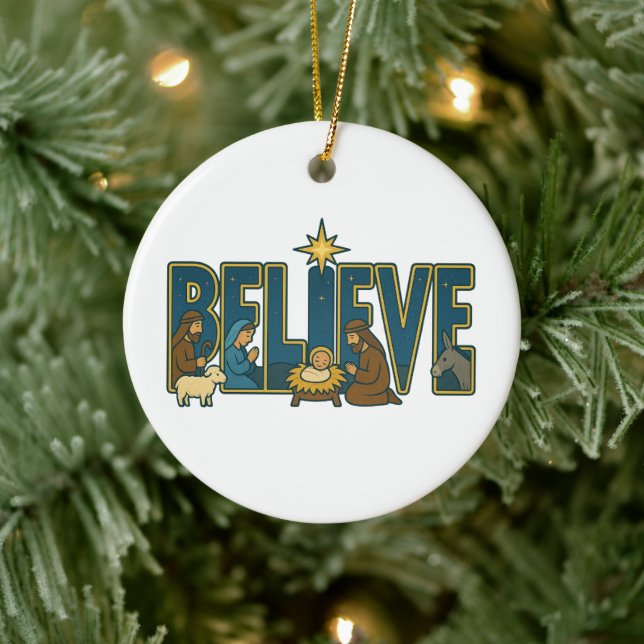 Tro nativitetsornament julgransprydnad keramik (Träd)