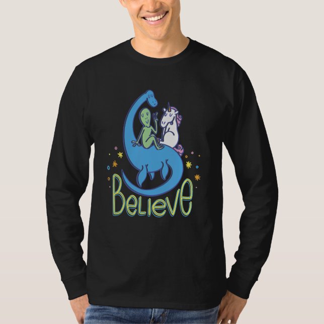 Tro Nessie Alien Unicorn T Shirt (Framsida)