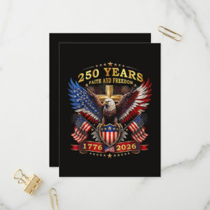 Tro och frihet 250 år 1776 2026 Patriotisk örn Inbjudan Vykort