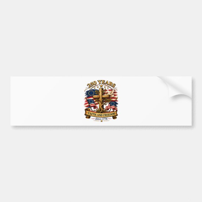 Tro och frihet 250 år patriotiskt kors bildekal (Framsidan)