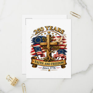 Tro och frihet 250 år patriotiskt kors inbjudan vykort