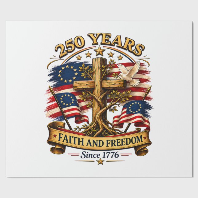Tro och frihet 250 år patriotiskt kors presentpapper (Platt)