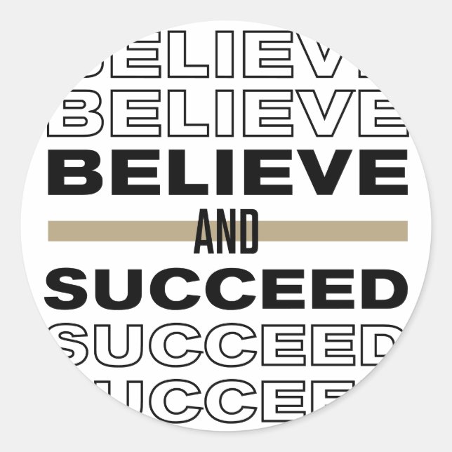 Tro och lyckas runt klistermärke (Framsida)