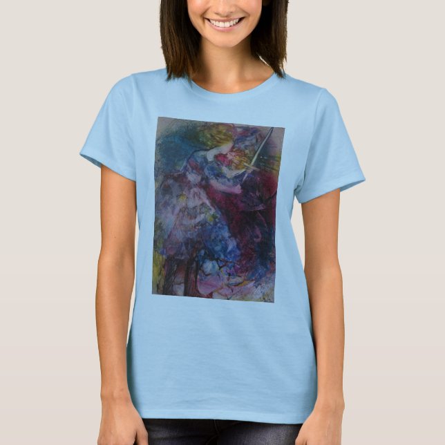 Tro och påbjuda kvinna utslagsplatsskjortan tee shirt (Framsida)
