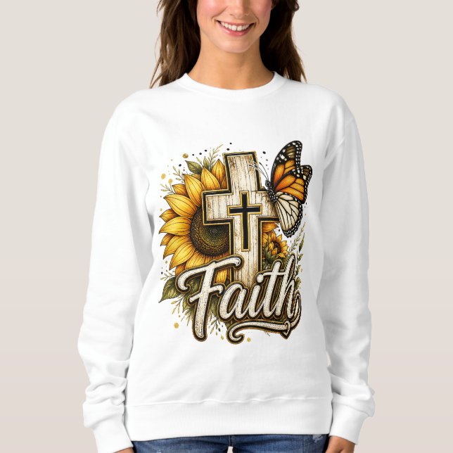 Tro och solrosor sweatshirt t shirt (Framsida)
