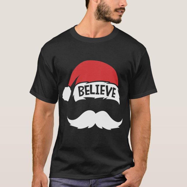Tro offert för familjen Santa Hat Mustache T Shirt (Framsida)