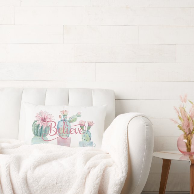 Tro Offert Grönt Cacti Rosa Succuled Flower Lumbarkudde (Soffa)