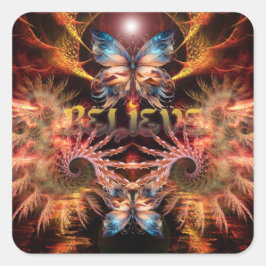 Tro Om Fractal Art Inspirational Fyrkantigt Klistermärke