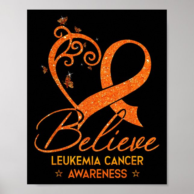 Tro Orange Band Hjärtat Leukemi Blodcancer  Poster (Framsidan)
