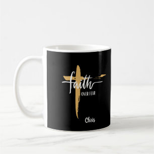 Tro över rädsla Guld Kors Kaffemugg