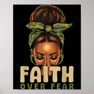 Tro över rädsla kristen kamouflage afrikansk ameri poster