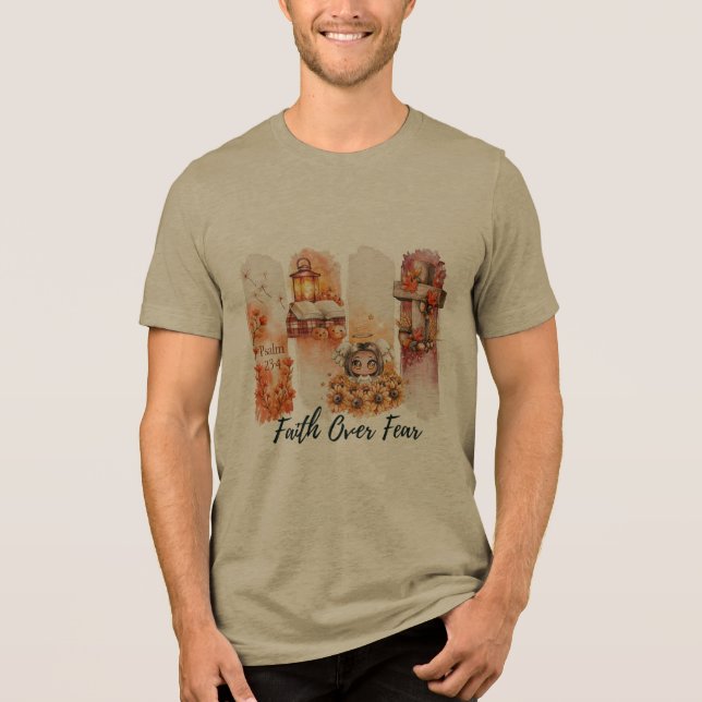 Tro över rädsla Psalm 23:4 Hösttröja T Shirt (Framsida)