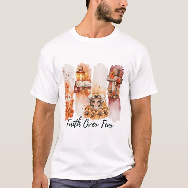 Tro över rädsla Psaltaren 23:4 Hösttröja T Shirt (Framsida)