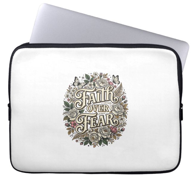 Tro över rädsla Vintage blommig fjäril Laptop Fodral (Framsidan)