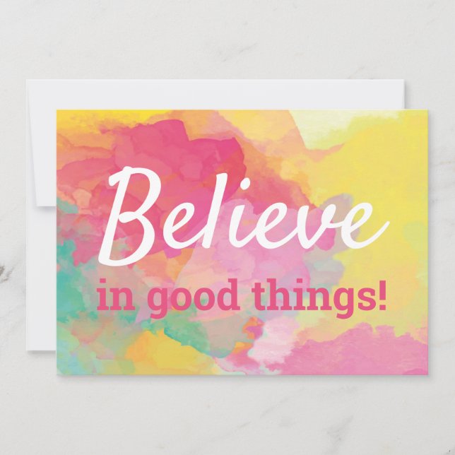 Tro på Bra Sak: Positiv offertvattenfärg Tack Kort (Framsida)