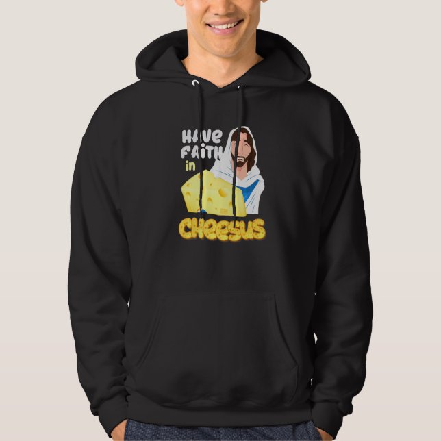 Tro på Cheesus Jesus katolska ostPunkter Hoodie (Framsida)