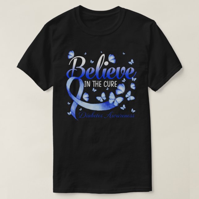 Tro på Cure Diabetes Awareness Butterfly T Shirt (Design framsida)