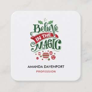 Tro på den magiska jultypografin fyrkantigt visitkort