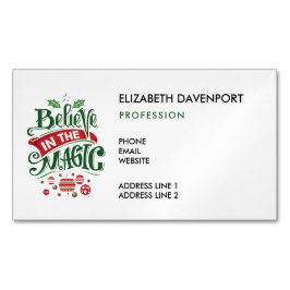 Tro på den magiska jultypografin magnetiska visitkort