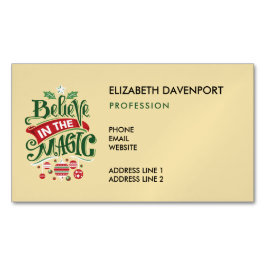 Tro på den magiska jultypografin magnetiska visitkort